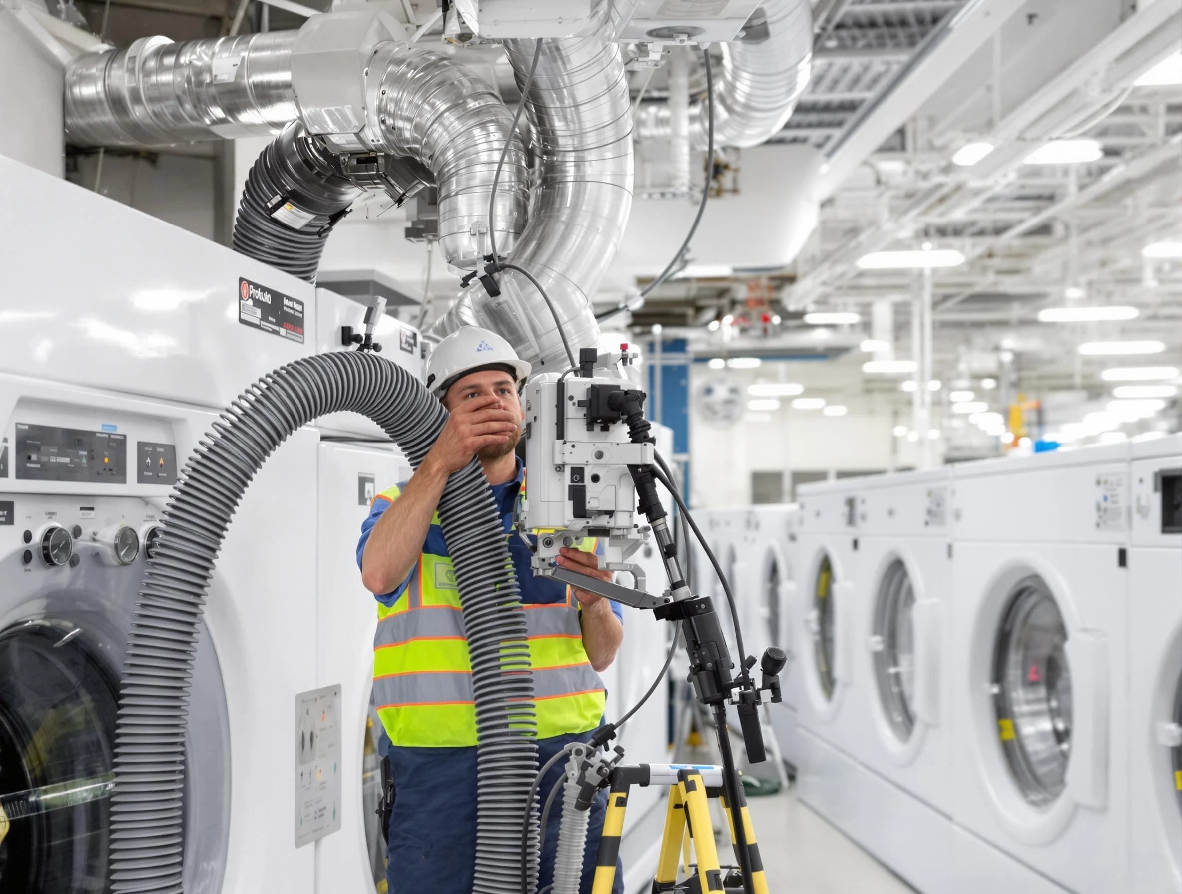 Glendale Dryer Vent Cleaning team performing commercial-grade dryer vent cleaning at a business facility in Glendale