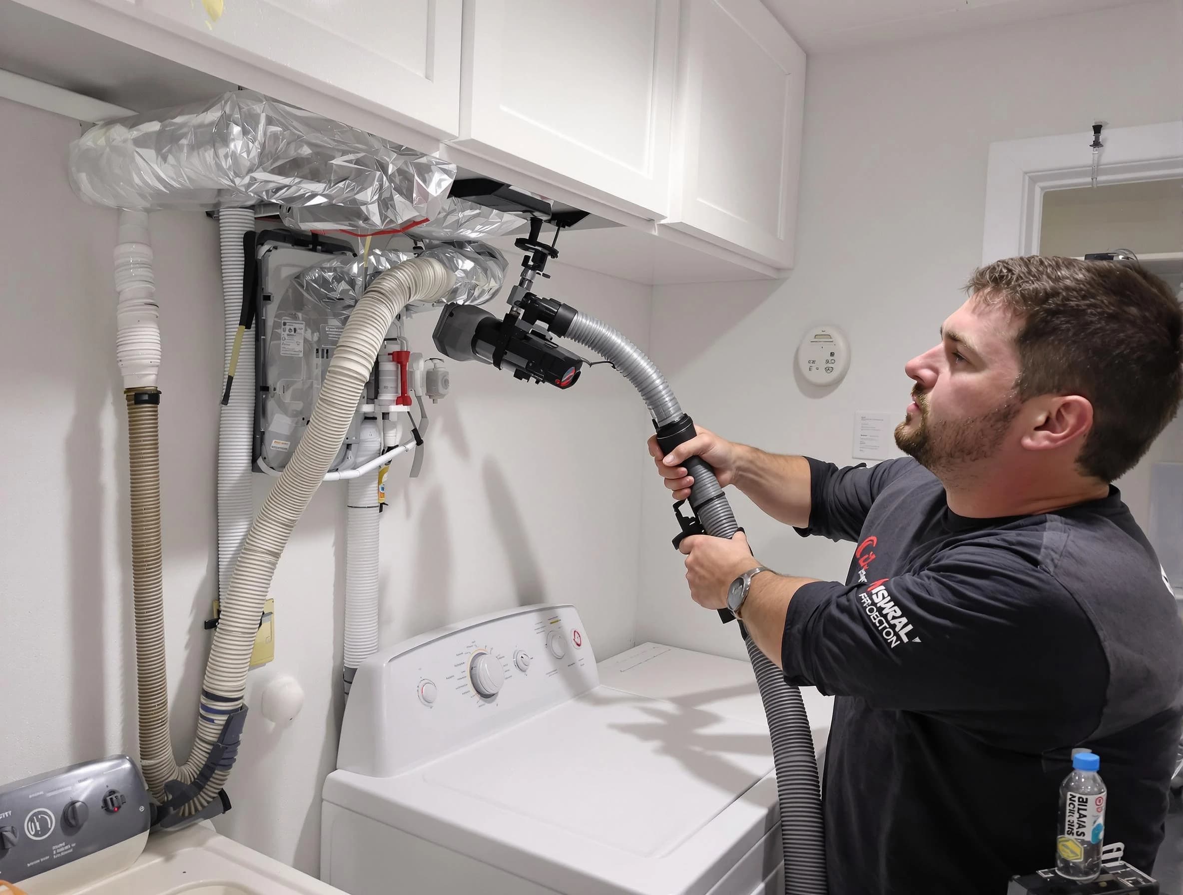 Glendale Dryer Vent Cleaning certified technician performing safety-focused gas dryer vent cleaning in Glendale