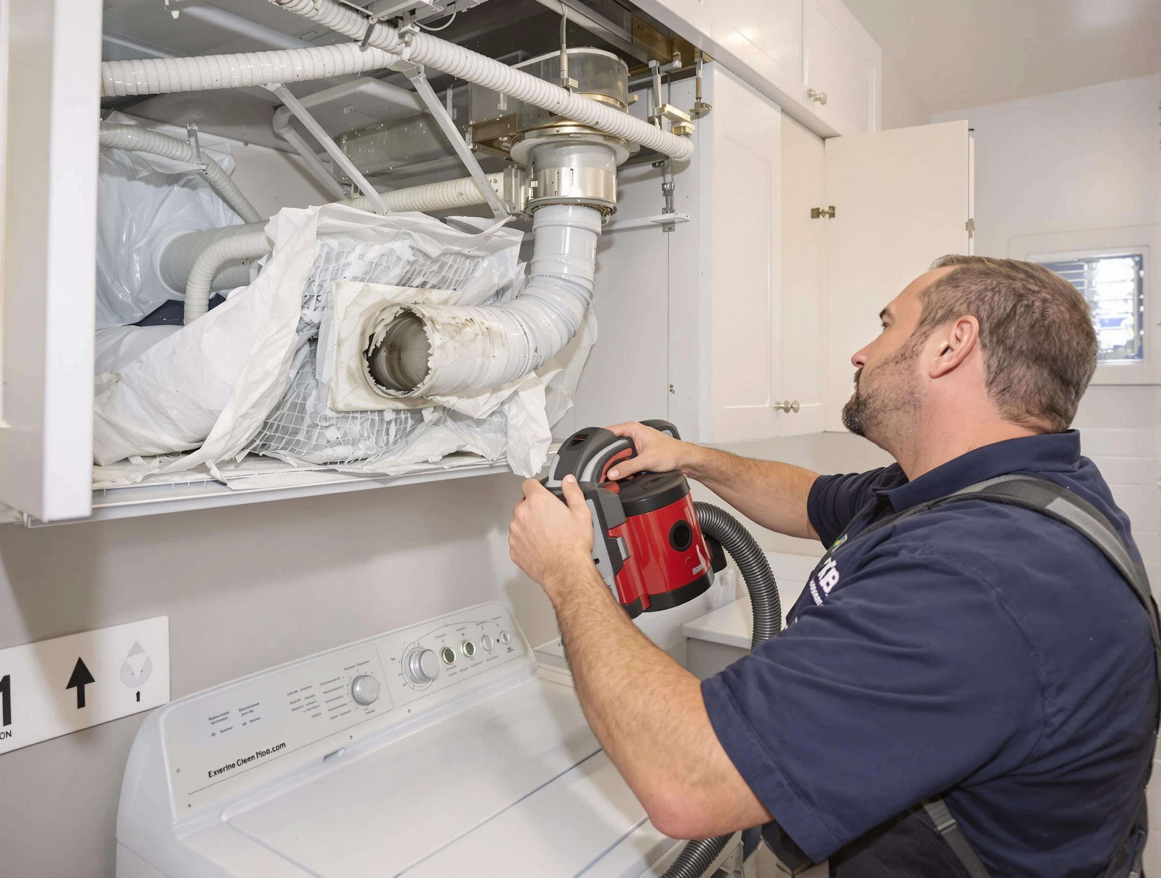 Glendale Dryer Vent Cleaning technician performing professional exhaust vent cleaning at a residential property in Glendale