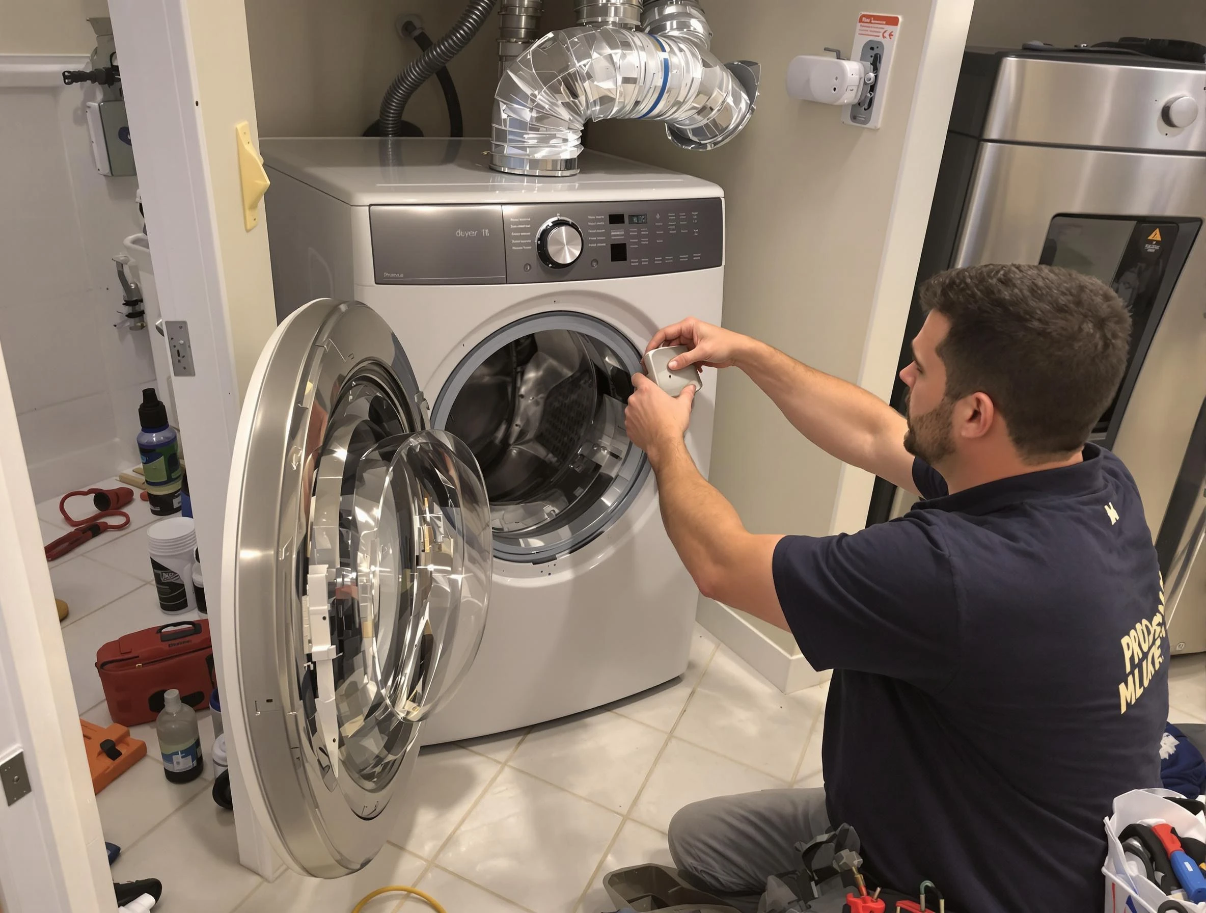 Glendale Dryer Vent Cleaning technician performing precise dryer vent hose installation in Glendale